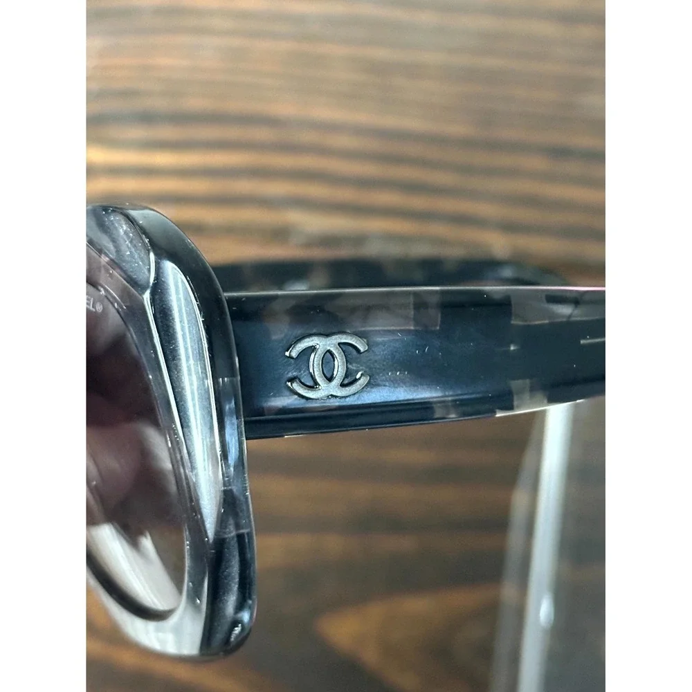 Chanel 5323 1492/S6 Women's Black Marble Sunglasses Oversized Butterfly Full Rim